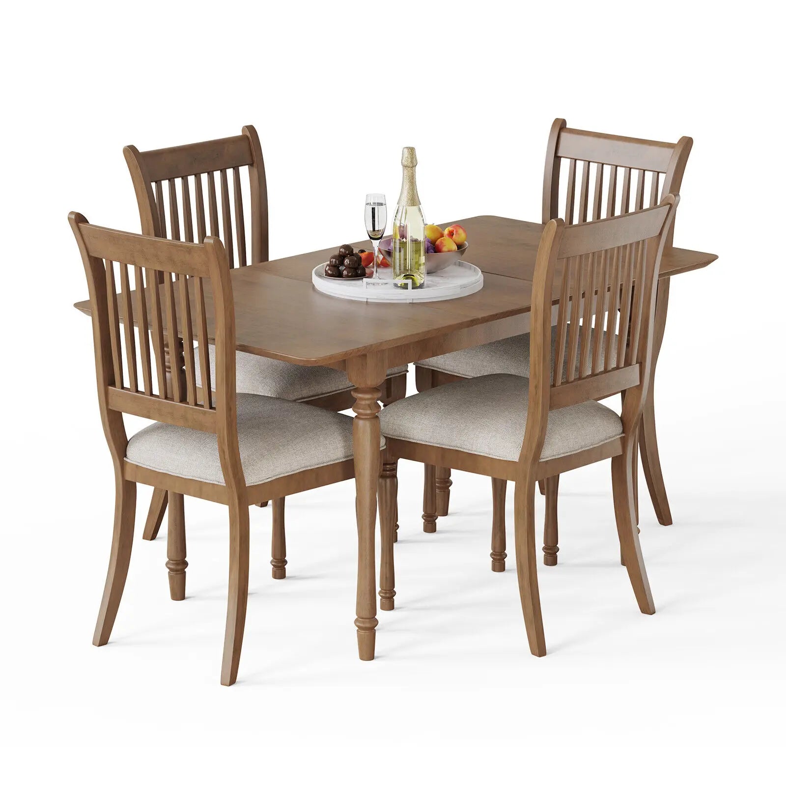 Dining Table Farmhouse Set of 5 W/ Extendable Dining Table - jenshomeandgardendecor