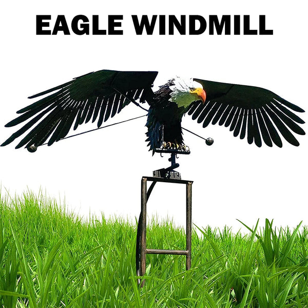 Iron Metal Eagle Wind Spinners Lawn Ornament - jenshomeandgardendecor