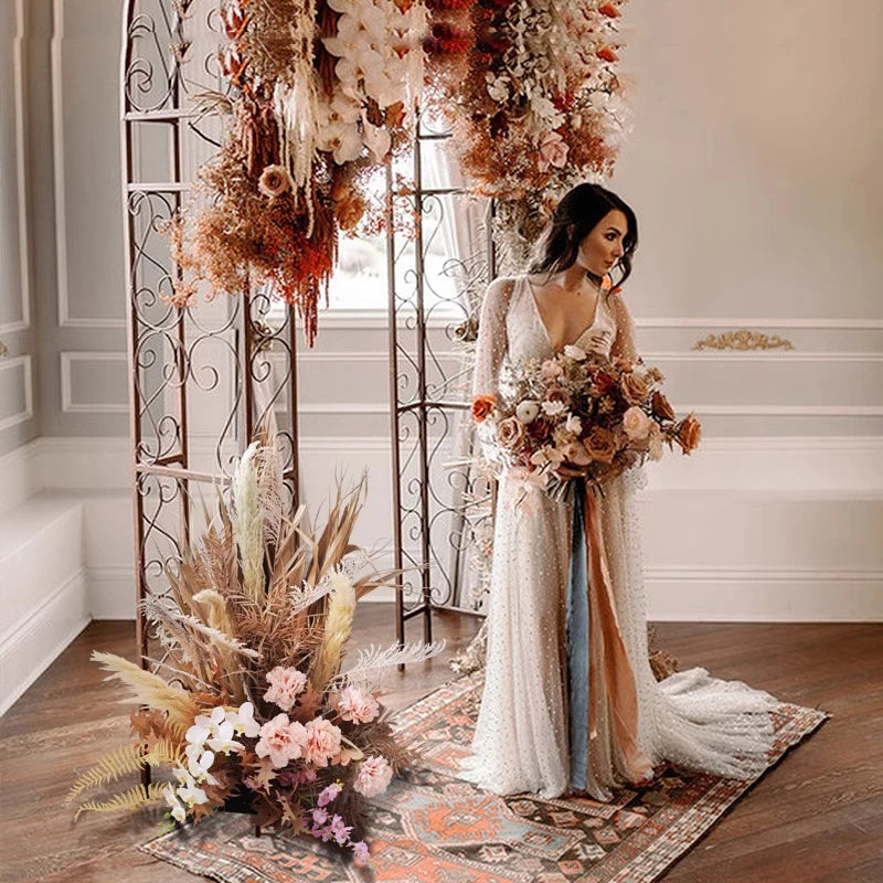 Luxury Natural Dried Pampas Grass Wedding Arch Decor