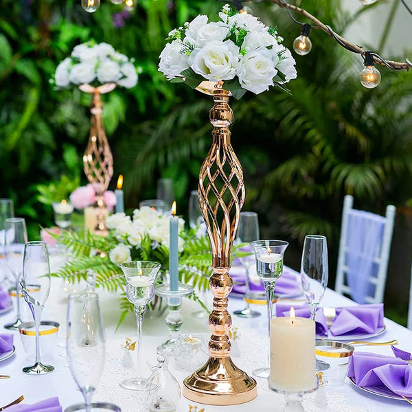 Metal Candle Holders and Flower Centerpiece - jenshomeandgardendecor