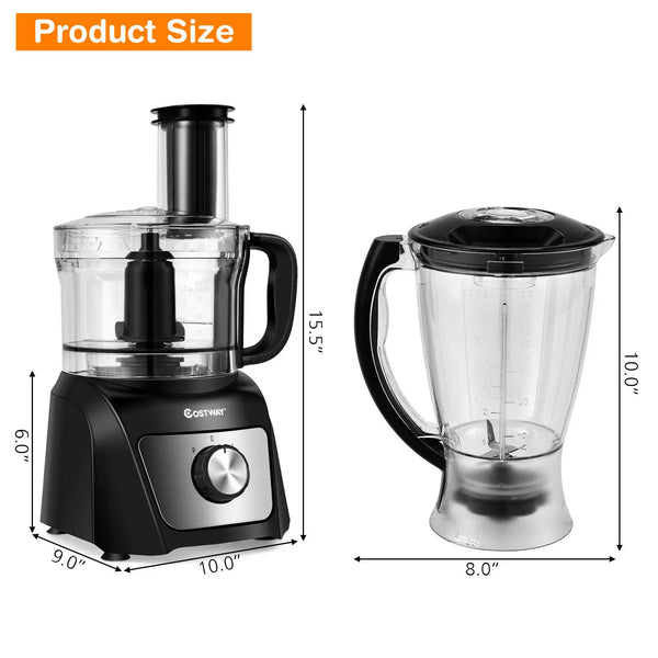 6 Cup Food Processor 500W Variable Speed Blender Chopper w/ 3 Blades - jenshomeandgardendecor