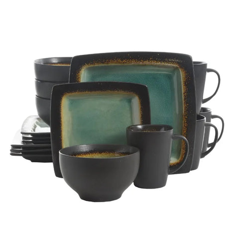 Ocean Oasis 16-Piece Dinnerware Set, Turquoise - jenshomeandgardendecor