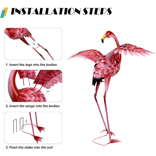 Pink Flamingo Yard Decorations Set of 2