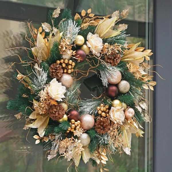 Prelit 24“ Champagne Gold Door Wreath