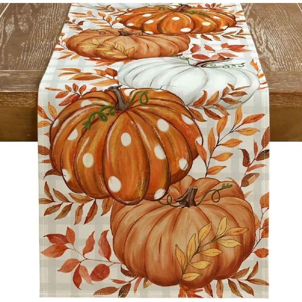 Autumn Polka Dot Pumpkin Table Runner