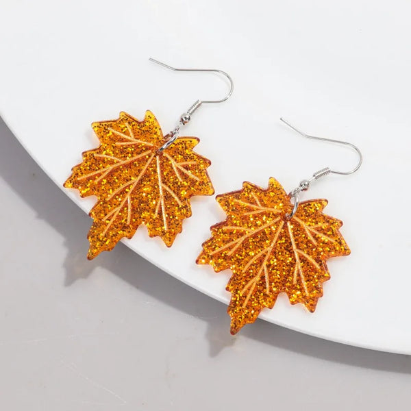 Fashion Acrylic Maple Leaves Dangle Earrings