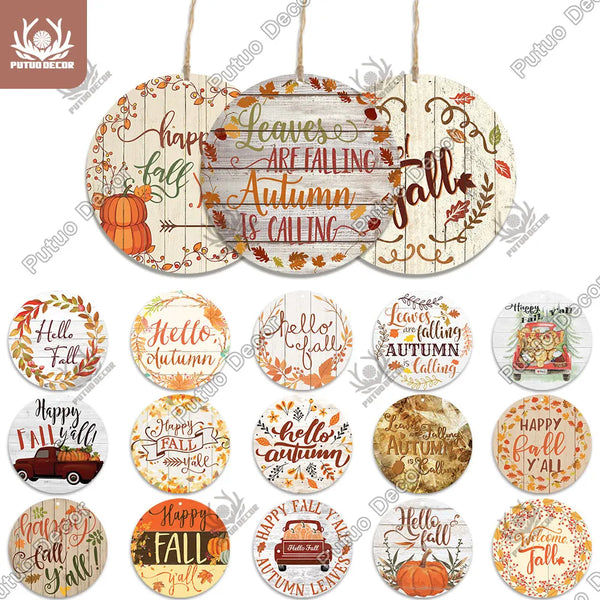 Fall Round Wooden Signs