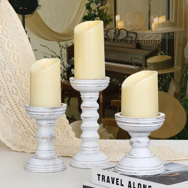 New Style Retro Wooden Candle Holder 3-piece Set