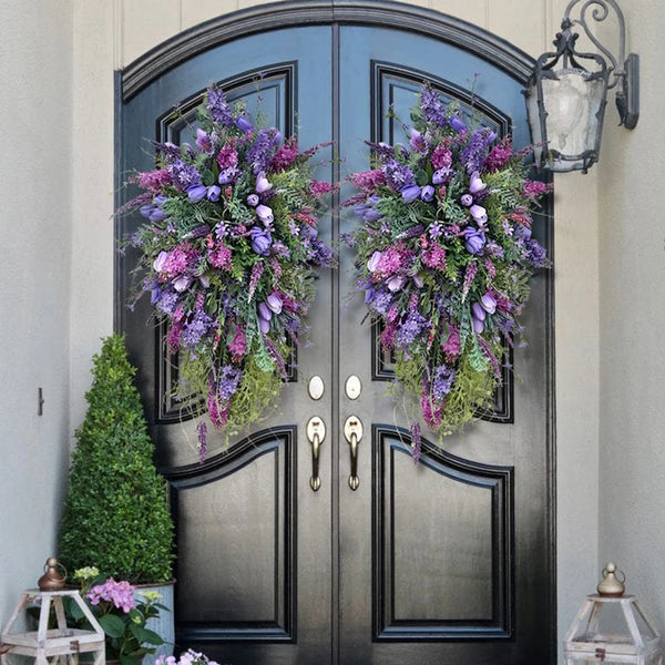 Spring Purple Tulip Wreath - jenshomeandgardendecor