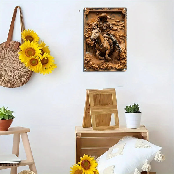 Western Cowboy Riding Horse Wall Art