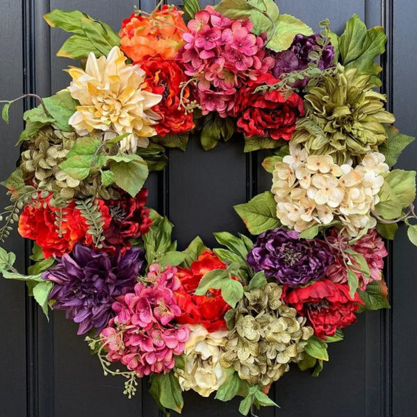 Colorful Hydrangea Wreath