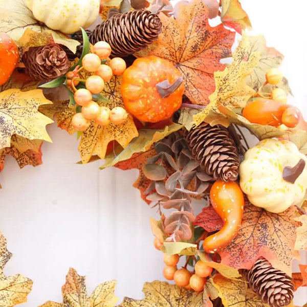 50cm Halloween Maple Leaf Pumpkin Wreath for Door