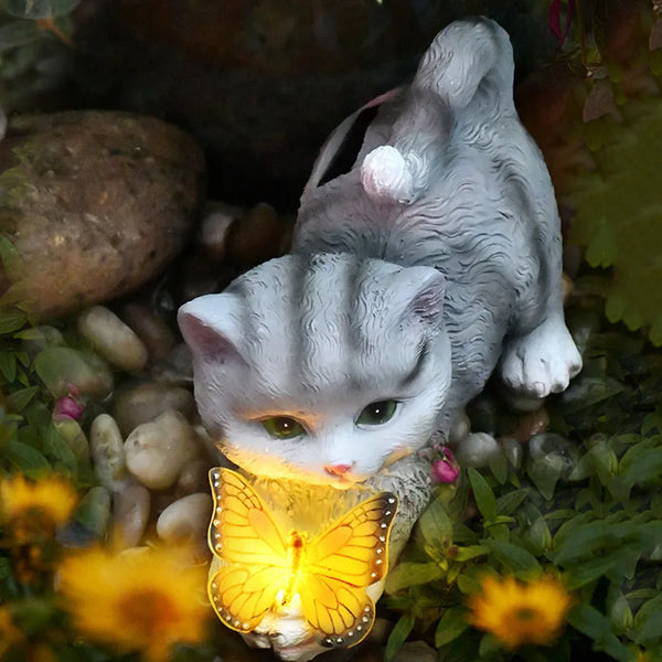 Garden LED Solar Lights Cute Cat Animal Statue - jenshomeandgardendecor