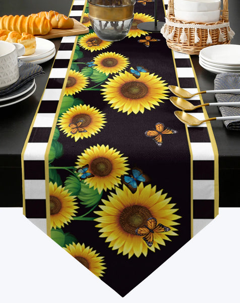 Thanksgiving Autumn Flower Sunflower Table Runner