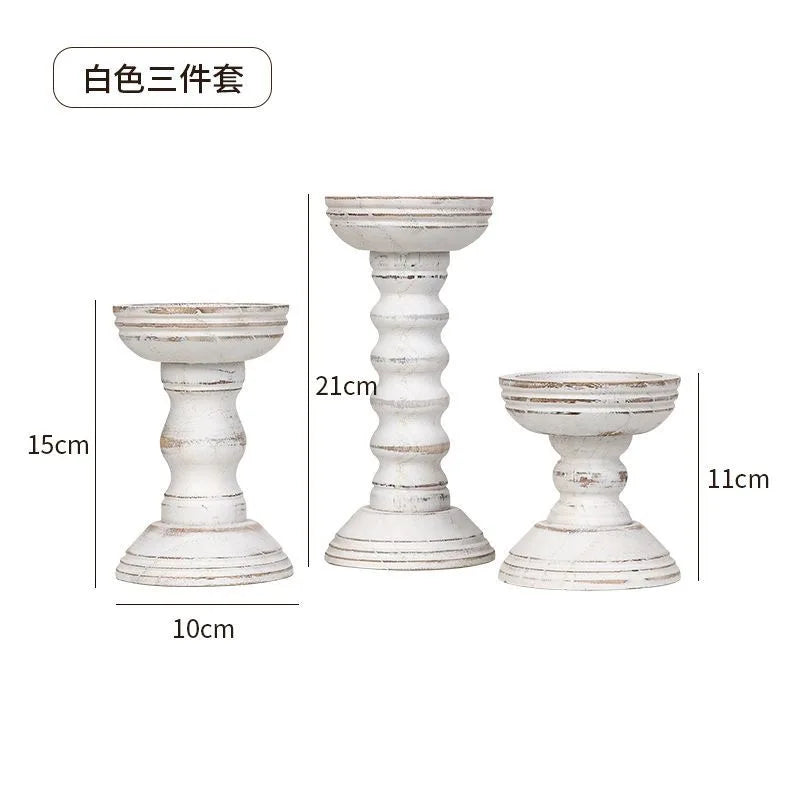 New Style Retro Wooden Candle Holder 3-piece Set