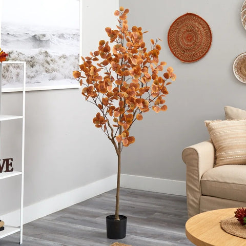 6’ Autumn Eucalyptus Fall Artificial Tree Home Garden Office Decor.