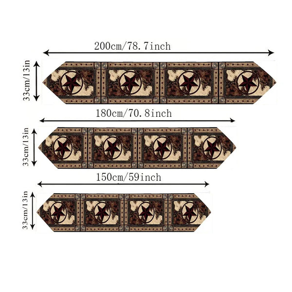 Brown Western Texas Star Linen Table Runner