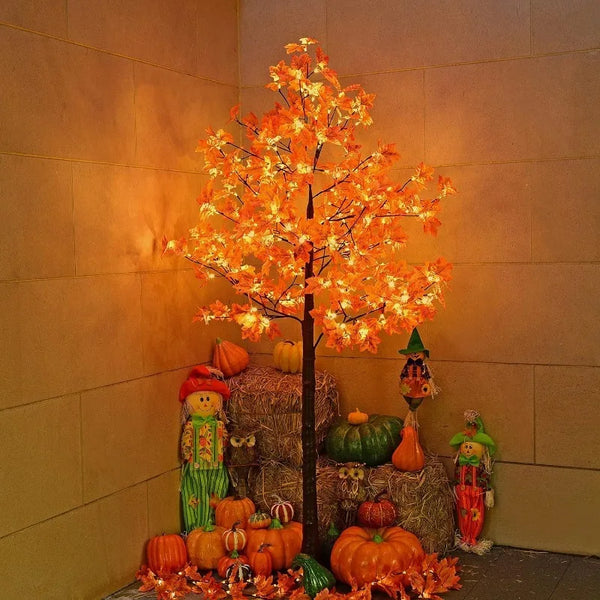 LED Artificial Lighted Maple Tree Warm White Fall Decorations Indoor Outdoor