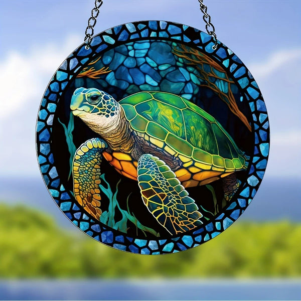 Turtle Stained Suncatcher Window Hanging Art