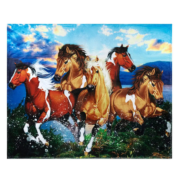 Western Galloping Horse Throw Blanket - jenshomeandgardendecor