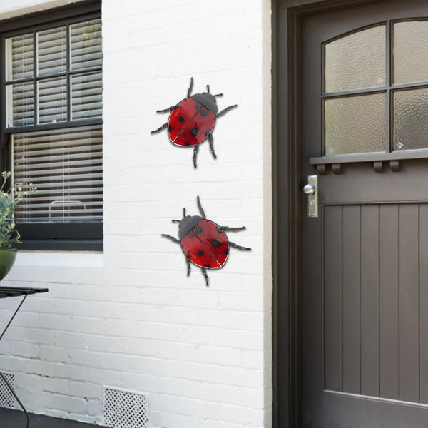 Metal Red Beetle Wall Decoration - jenshomeandgardendecor