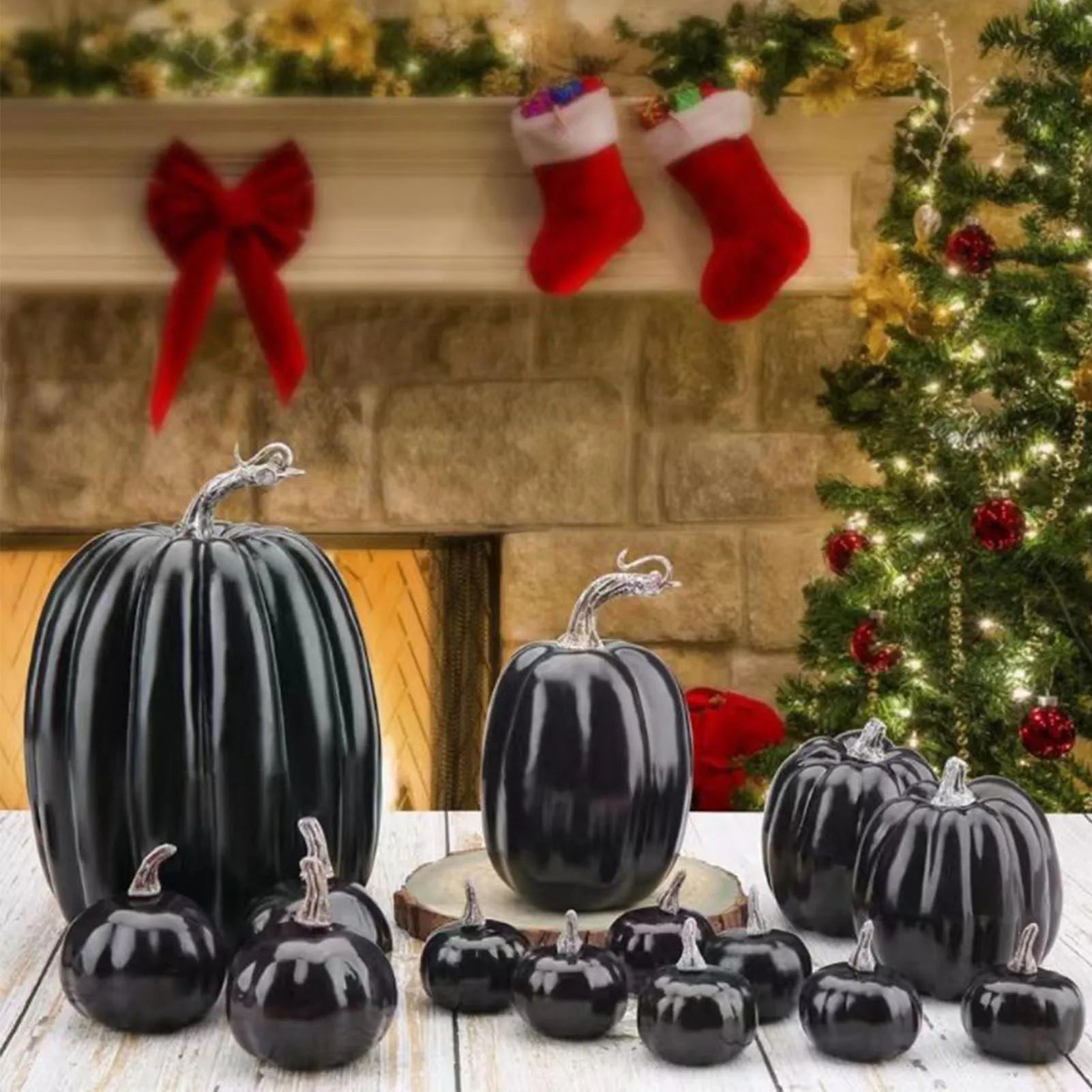 Artificial Black Pumpkins