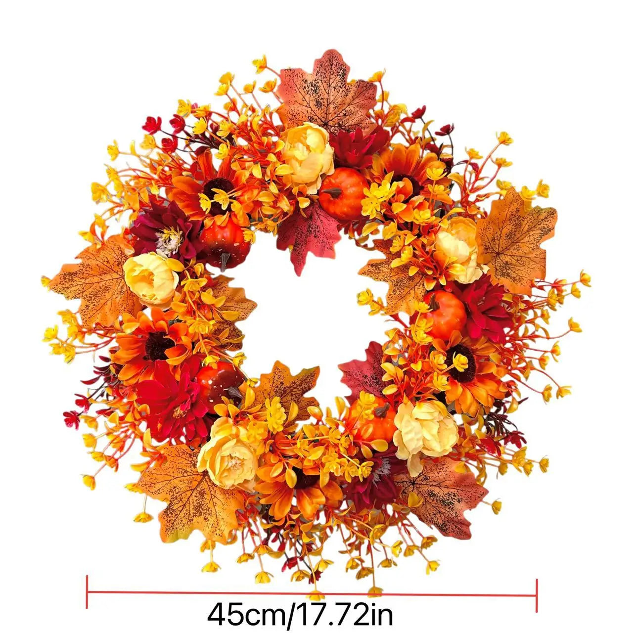 Harvest Festival Maple Leaf Pumpkin Wreath