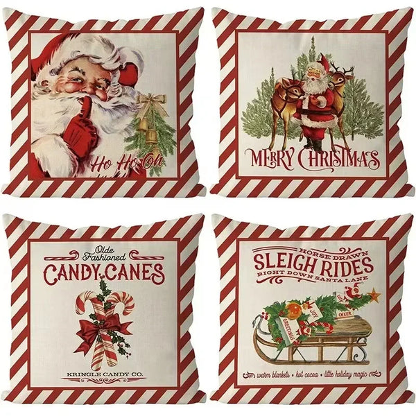 Linen Christmas Throw Pillow Covers