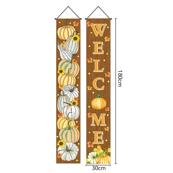 Thanksgiving Couplet  Pumpkin Porch Hanging Banner - jenshomeandgardendecor