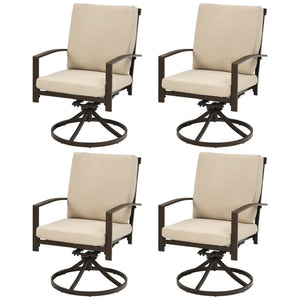 Set of 4 Patio Swivel Dining Chairs Cushioned - jenshomeandgardendecor