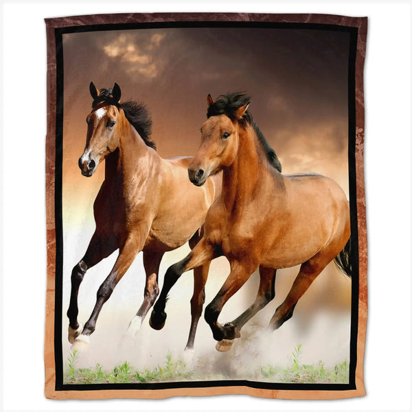 Western Galloping Horse Throw Blanket - jenshomeandgardendecor