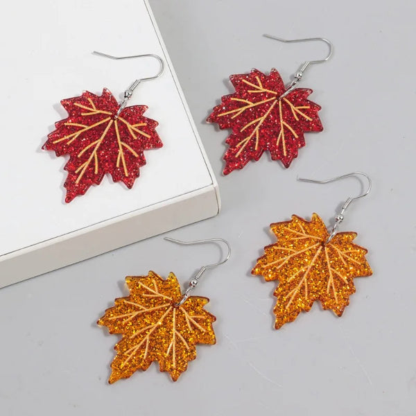 Fashion Acrylic Maple Leaves Dangle Earrings