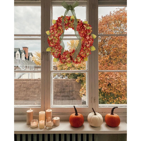 17.7in Fall Hydrangea Wreath for Front Door