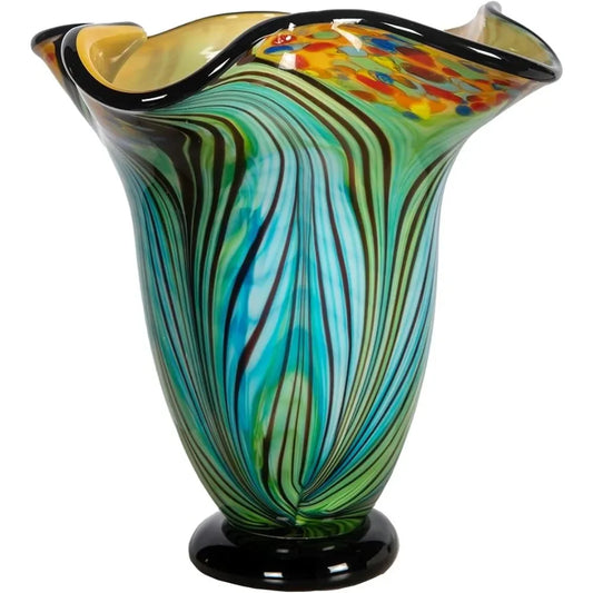 Kalmia Hand Blown Art Glass Vase - jenshomeandgardendecor