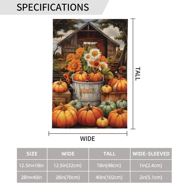 Autumn Rural Pumpkins Garden Flag Vertical Double Sided 12.5 x 18 Inches