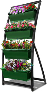 6-Ft Raised Garden Bed - Vertical Garden Freestanding Elevated Planter with 4 Container Boxes