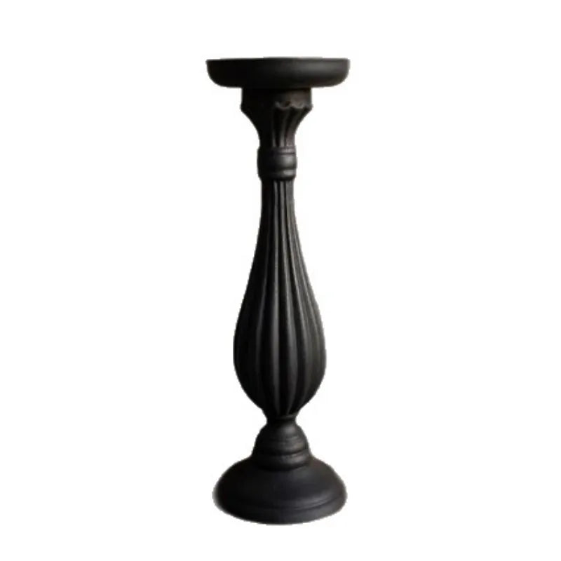 Vintage Black American Style Wooden Candle Holder