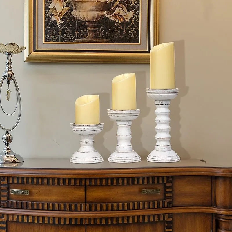 New Style Retro Wooden Candle Holder 3-piece Set