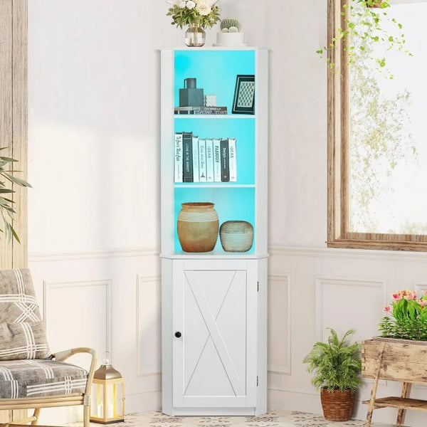 Corner Cabinet With LED Lights - jenshomeandgardendecor