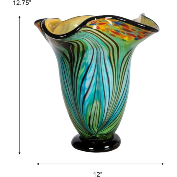 Kalmia Hand Blown Art Glass Vase - jenshomeandgardendecor