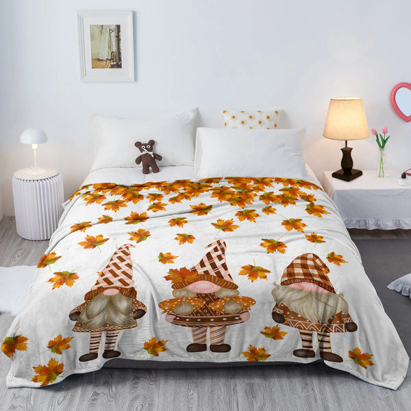 Three Dwarfs Yellow Leaves Print Blanket