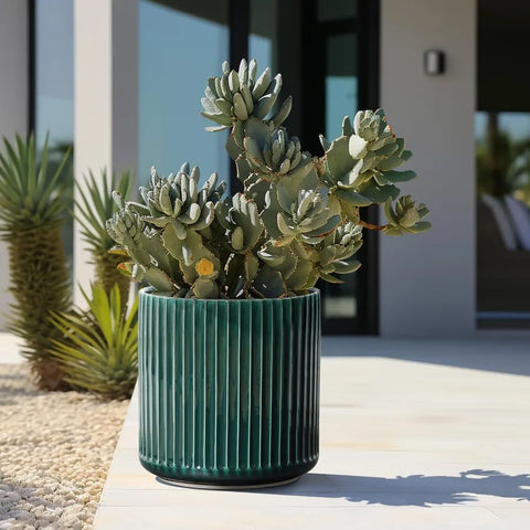 Jade Green Glazed Ceramic Planter
