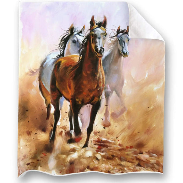 Western Galloping Horse Throw Blanket - jenshomeandgardendecor