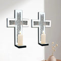 Crystal Crush Diamond Mirrored Candle Sconces, Silver Wall Candle Holder Set of 2, multiple styles available