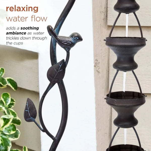 Outdoor Hanging 7-Cup Tiered Floor Fountain - jenshomeandgardendecor