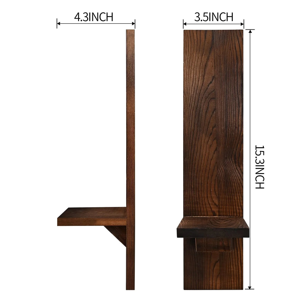 Set of 2 Wooden Wall Candle Sconces