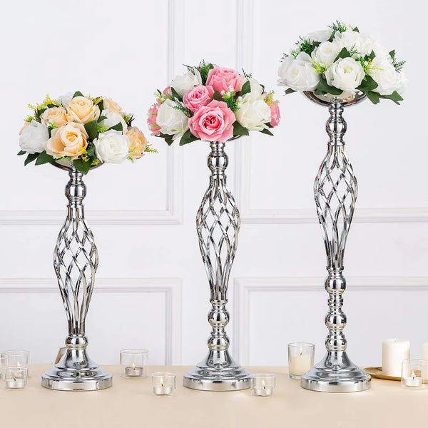 Metal Candle Holders and Flower Centerpiece - jenshomeandgardendecor