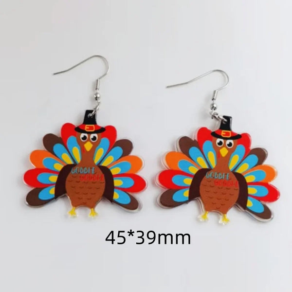 Acrylic Thanksgiving Turkey Earrings