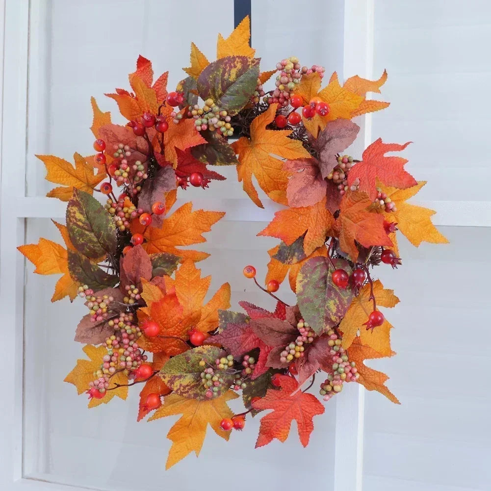 50cm Fall Wreath with Autumn Leaves and Berries