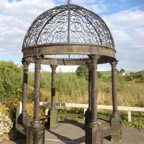 Modern Outdoor Garden Round Black Metal Gazebo